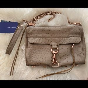 Rebecca Minkoff Ostrich MAC w rose gold hardware